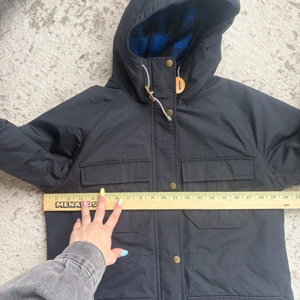 LL Bean Original Baxter State Parka 82 Midnight Black Blue Plaid Lining Sz small - Picture 3 of 6